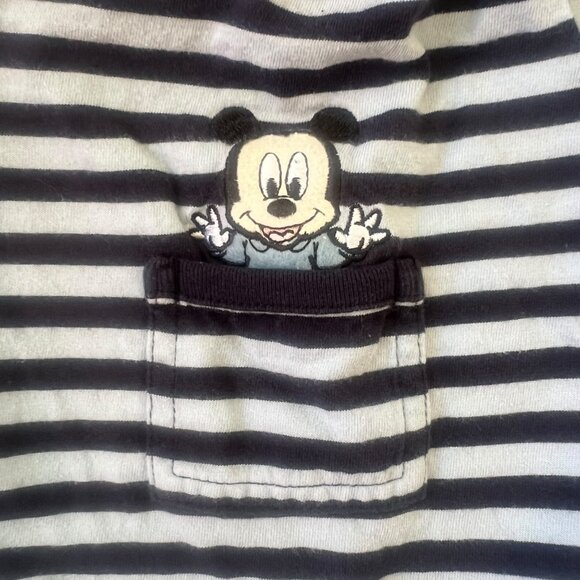 Disney Parks Mickey Mouse Striped Infant One-Piece Romper 6 Month Snap Closures - Picture 6 of 7
